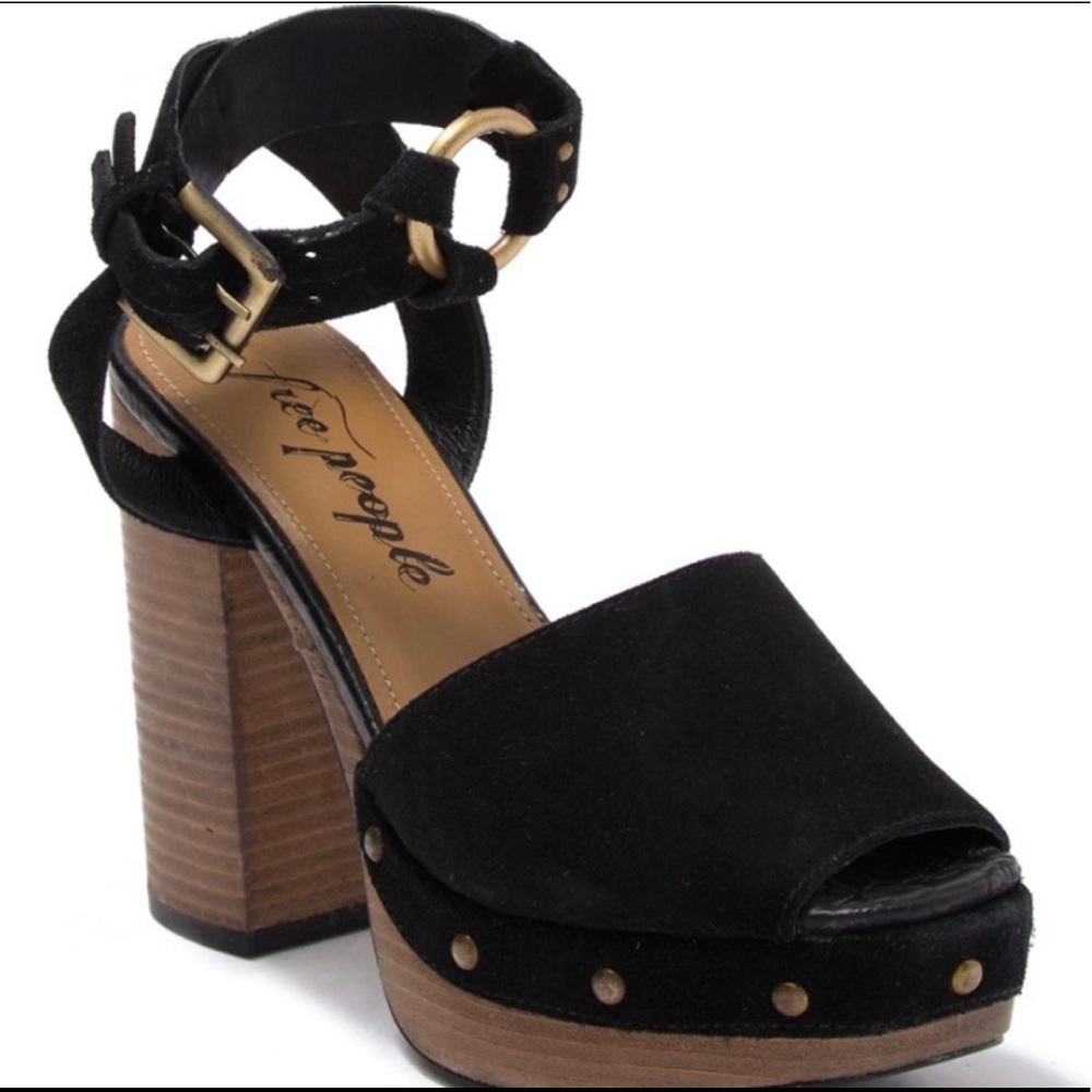 Free People Suede Platform Block Heel Sandals